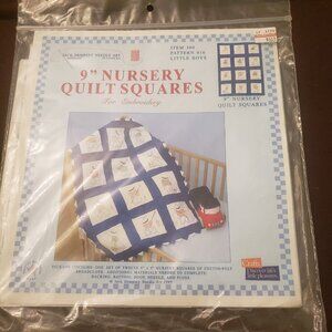 Jack Dempsey Needle Art Stamped White‎ Nursery Quilt Blocks 9" Ltl Boys 300 #16